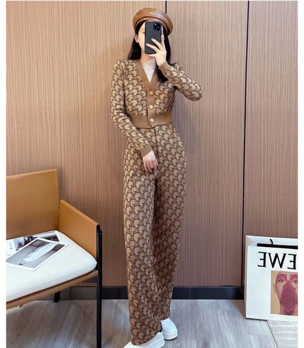 Spring fashion Casual knitted casual pants 2pcs set for women