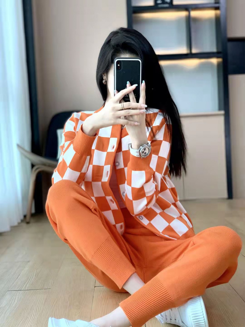 Knitted long pants spring sweater 2pcs set for women