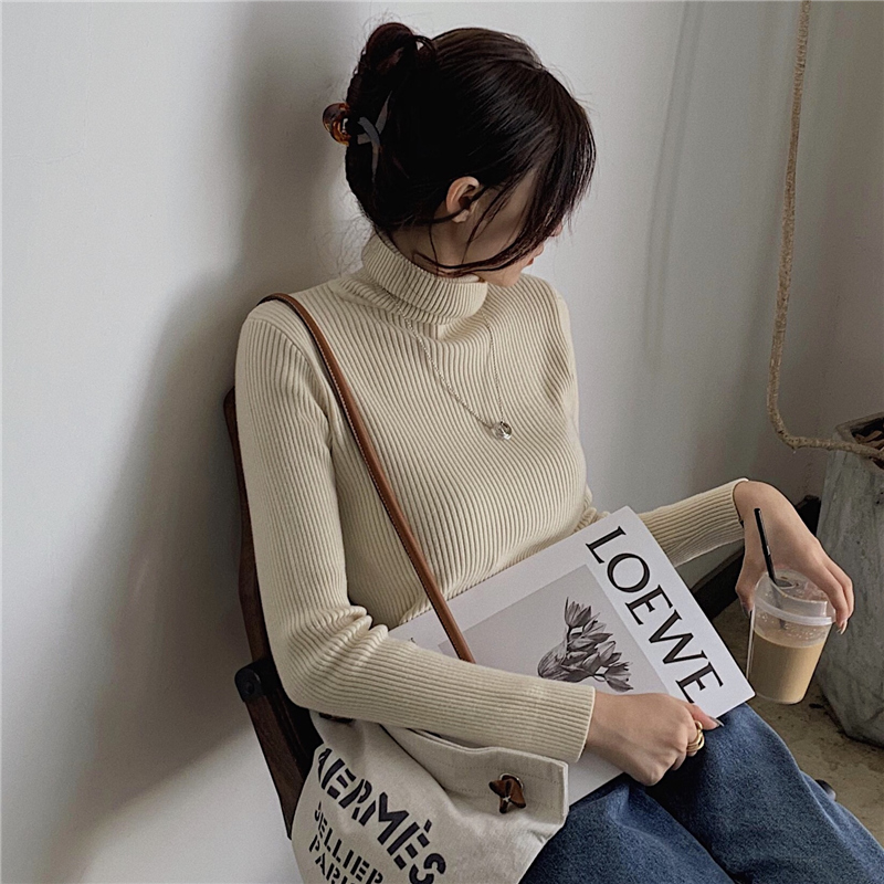 Slim thick knitted autumn and winter tops for women