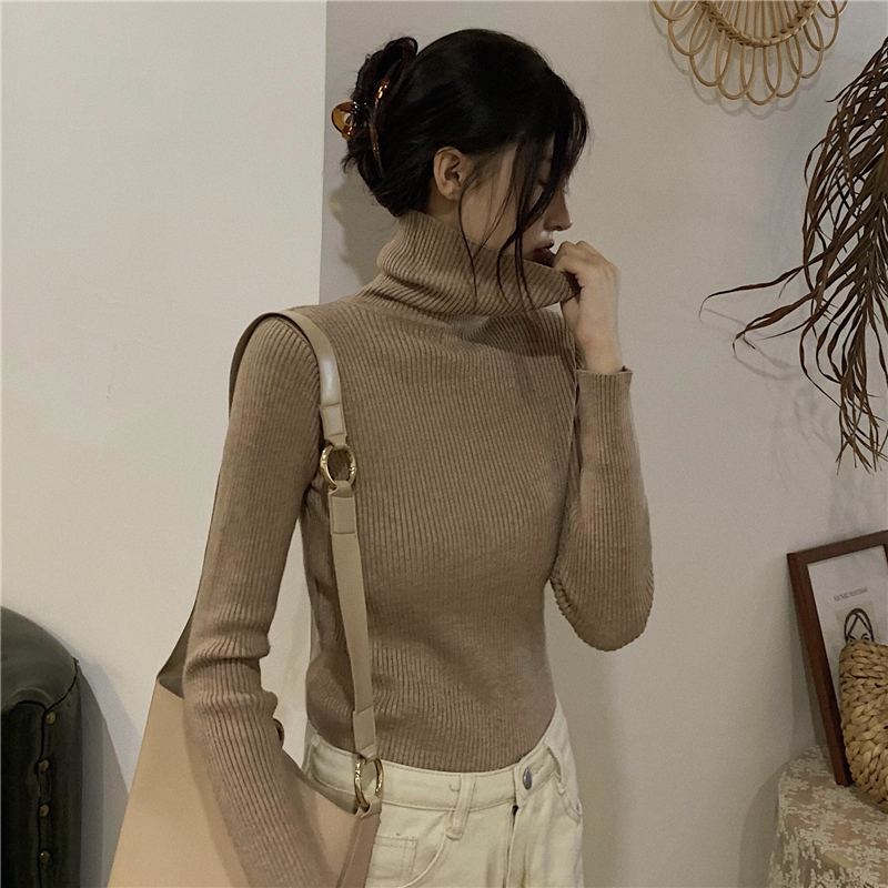 Slim thick knitted autumn and winter tops for women