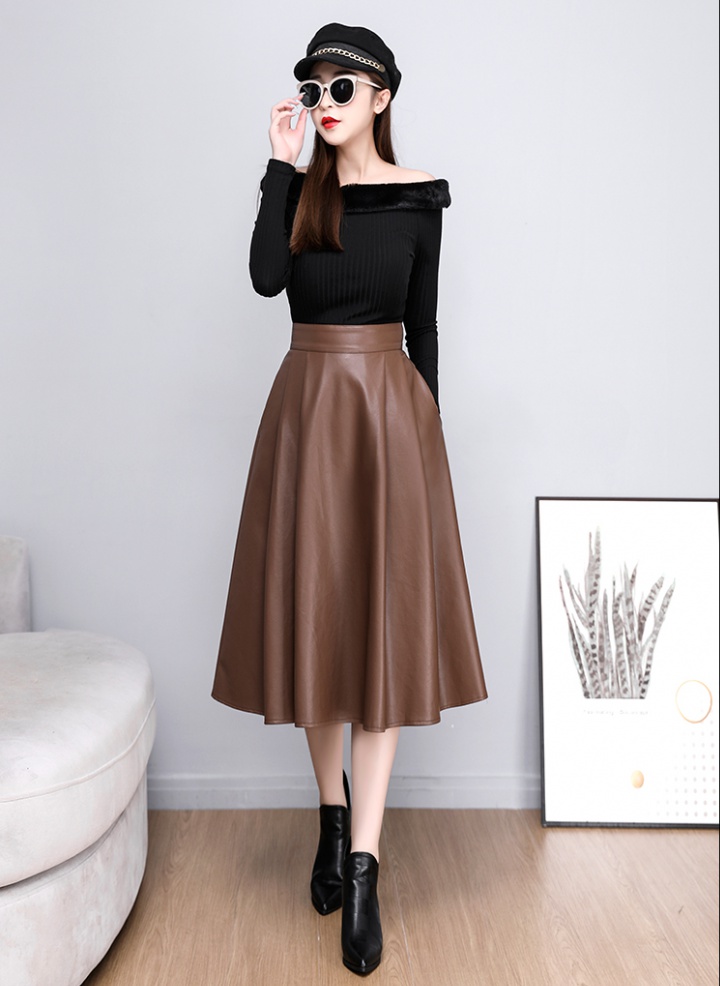 Package hip skirt long leather skirt for women
