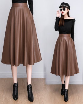 Package hip skirt long leather skirt for women