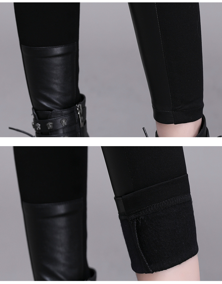 Leatherette pencil pants splice leggings for women