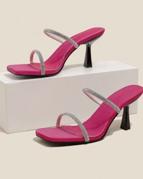 Rhinestone high-heeled slippers open toe sexy sandals