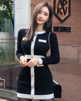 Knitted autumn and winter package hip temperament dress
