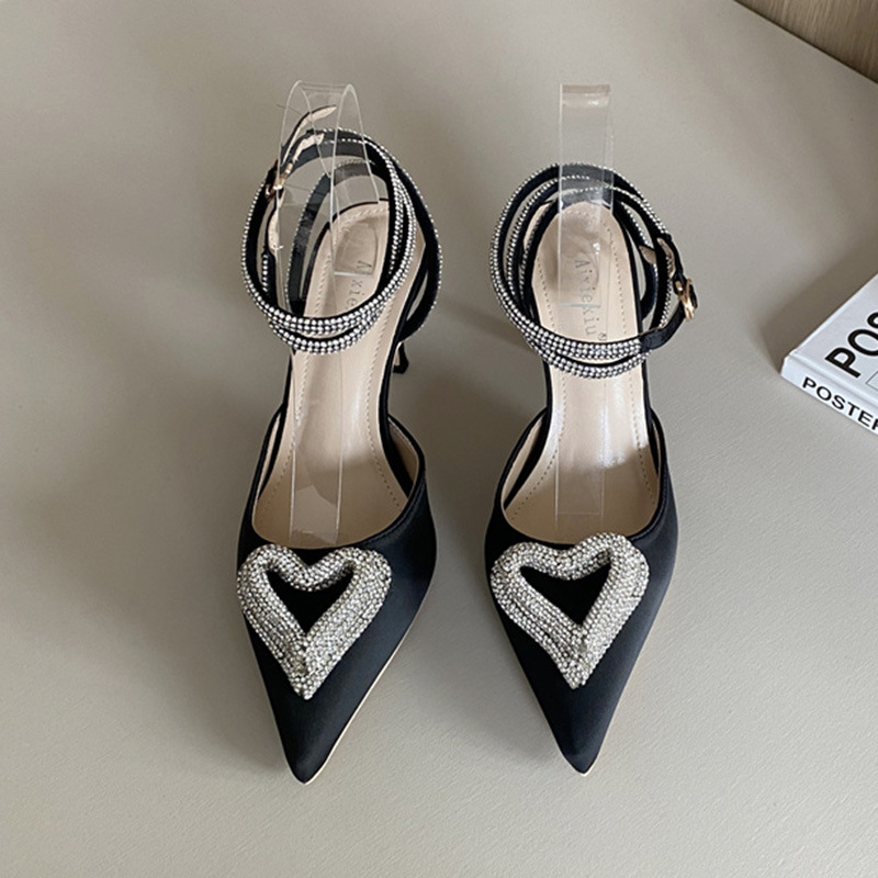 Rhinestone wedding shoes middle-heel sandals for women