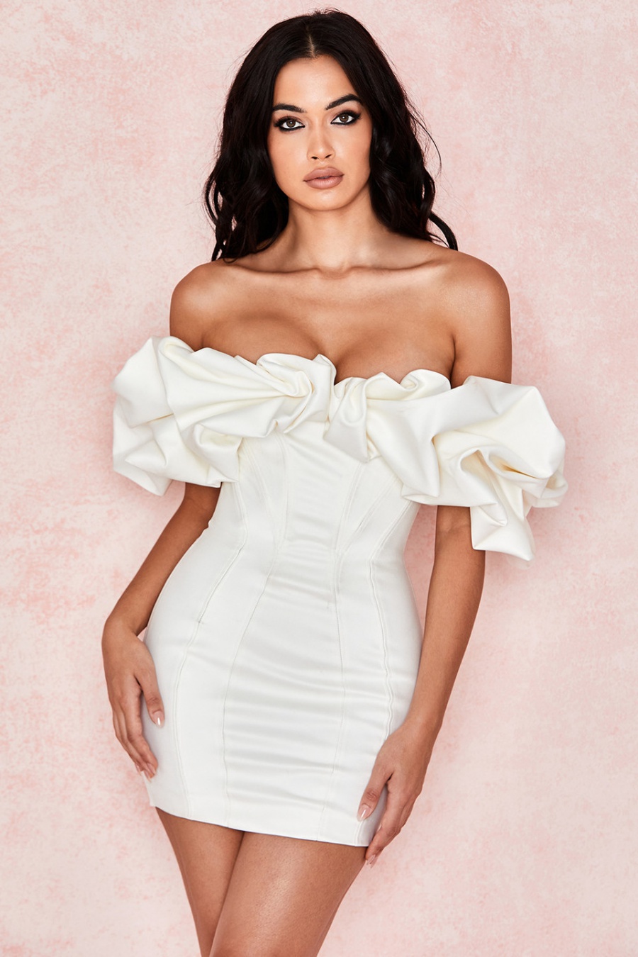 Pure strapless wrapped chest slim dress