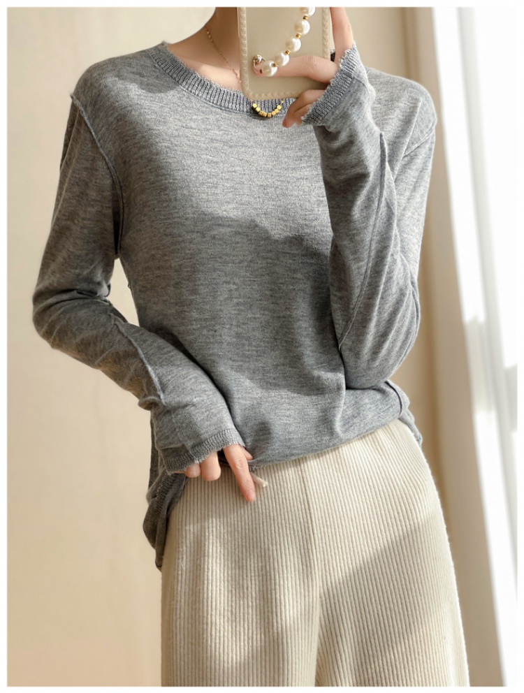Round neck wool thin sweater pure autumn shirts for women