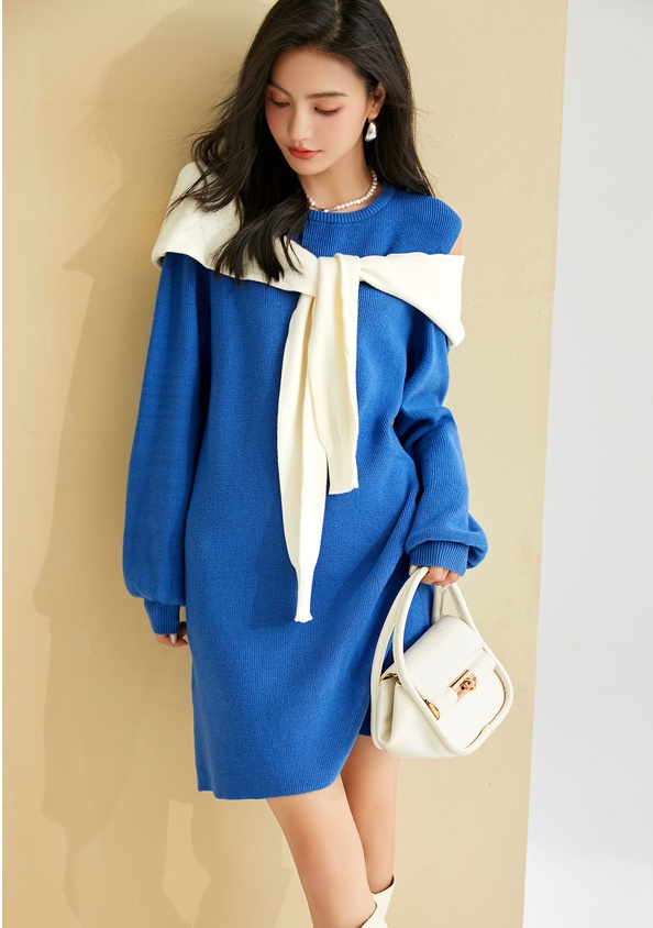 France style knitted sweater autumn slim dress