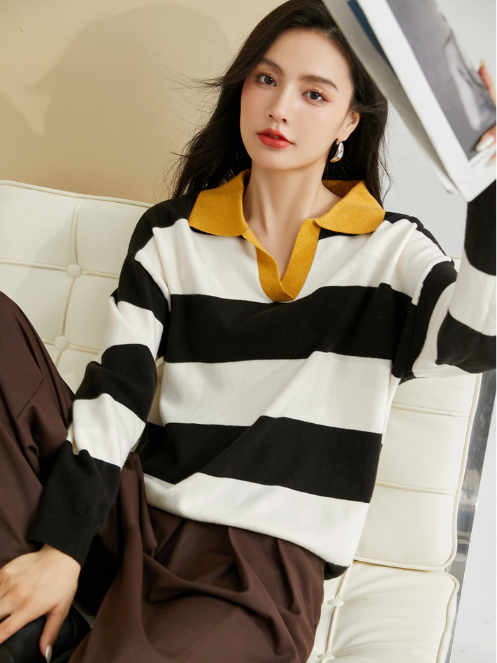 Stripe long sleeve tops Casual sweater for women
