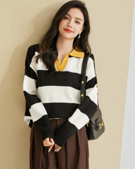 Stripe long sleeve tops Casual sweater for women