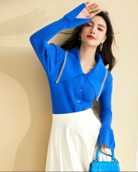 Knitted mixed colors sweater short cardigan for women
