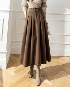 Fold slim winter skirt high waist big skirt long long skirt