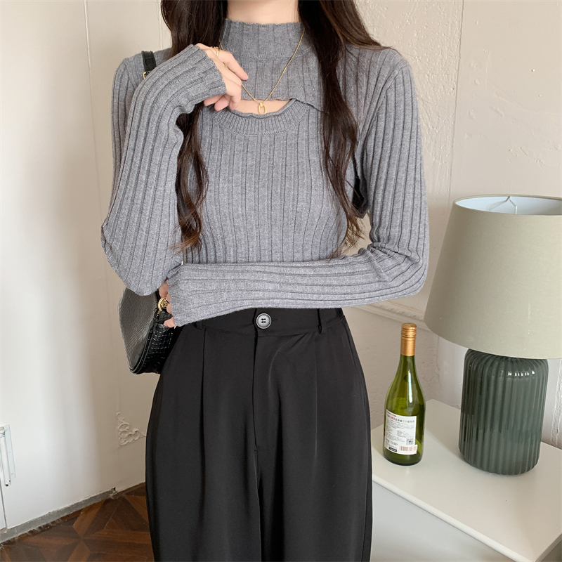 Collocation sweater knitted overcoat 2pcs set