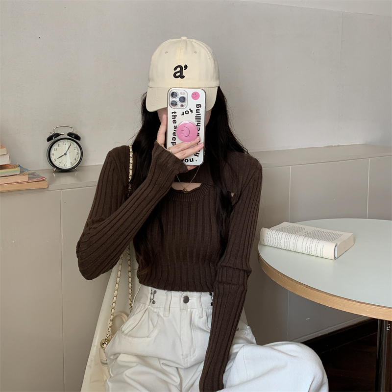Collocation sweater knitted overcoat 2pcs set