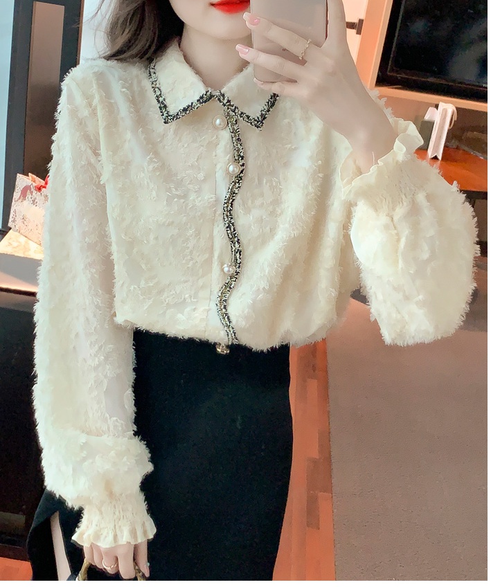 Lace plus velvet bottoming shirt thick small shirt