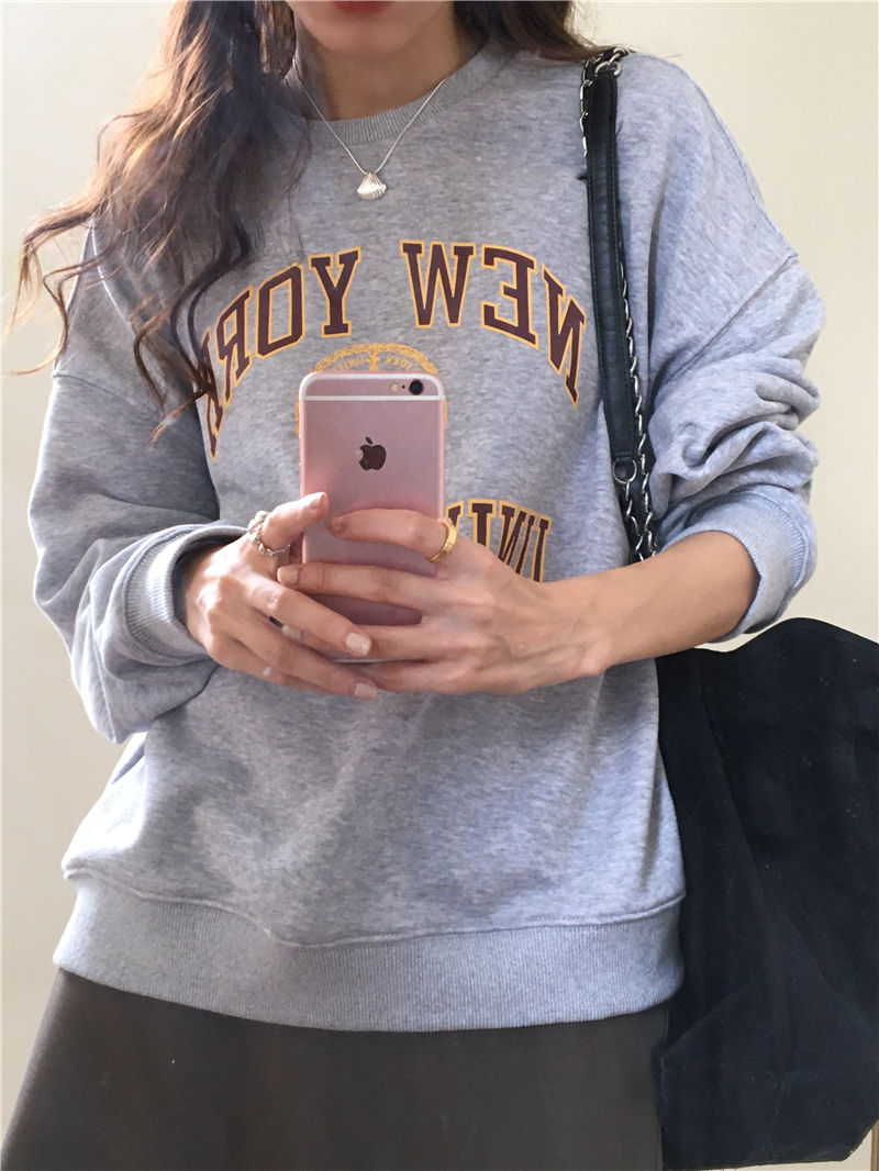 Round neck pullover Korean style letters hoodie