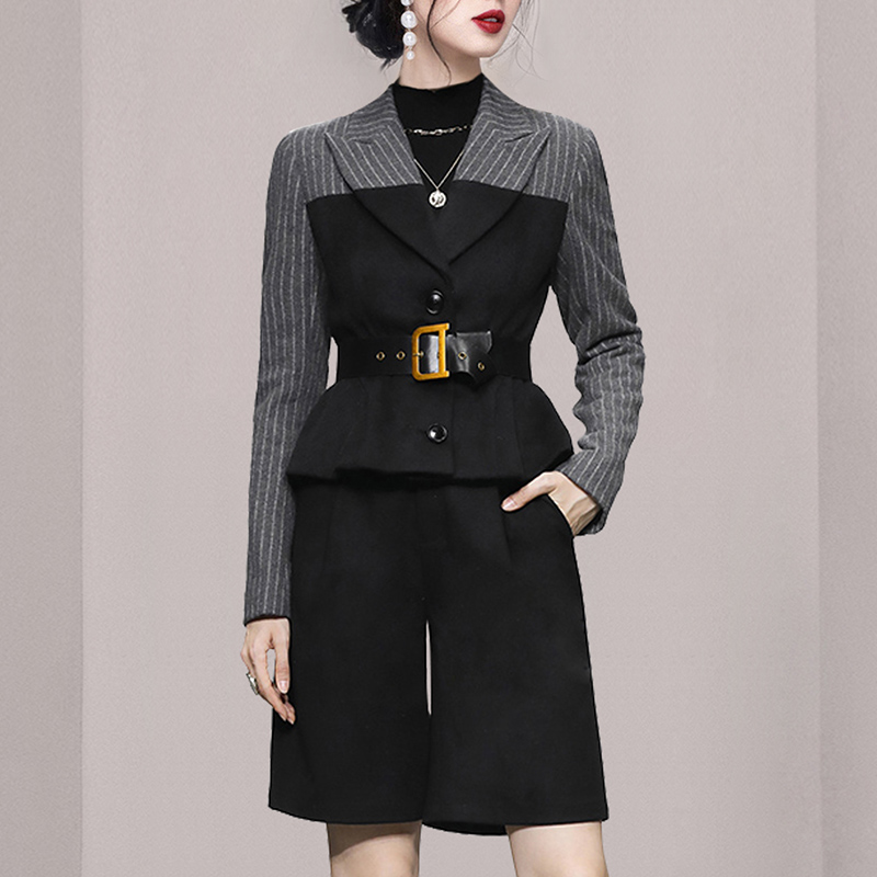 High waist business suit fashion coat 2pcs set