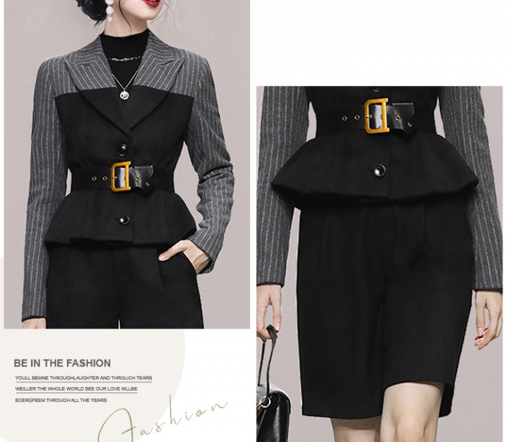 High waist business suit fashion coat 2pcs set