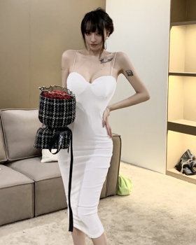 Sexy sling dress spicegirl V-neck long dress for women