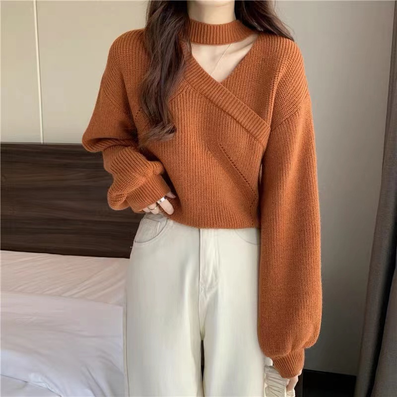 Sexy strapless sweater autumn and winter tops for women