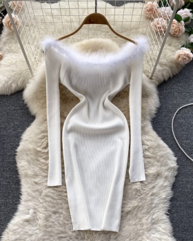 Splice knitted retro elmo temperament sexy dress