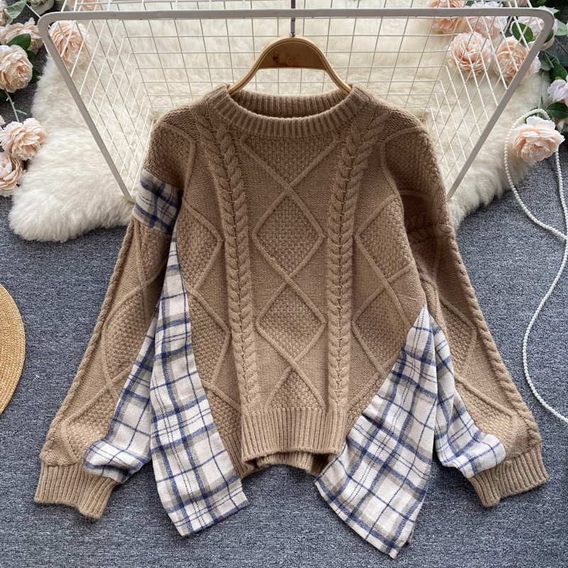 Autumn and winter plaid shirt Korean style tops for women