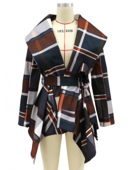 Woolen plaid woolen coat European style coat for women