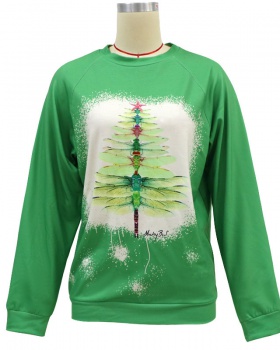 Printing christmas hoodie pullover round neck tops