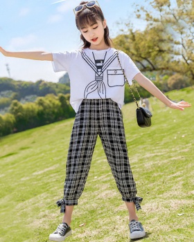Western style Korean style big child child girl sweatpants 2pcs set