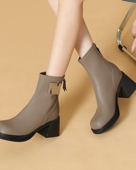 Thick crust martin boots middle-heel boots for women