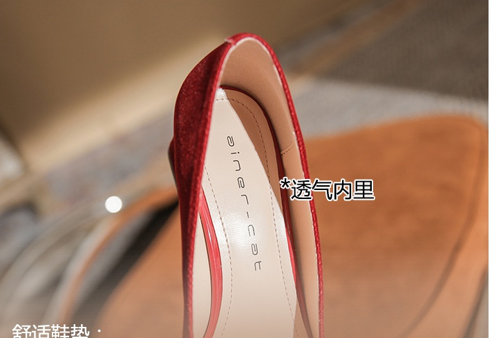 Thick red high-heeled shoes bride wedding shoes
