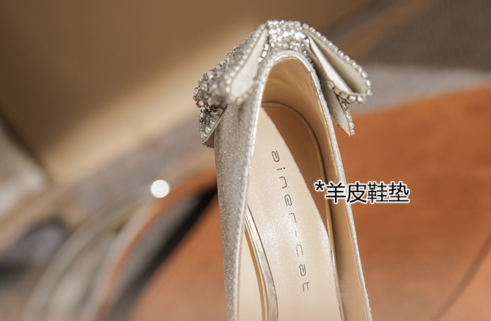 Fine-root high-heeled shoes sheepskin wedding shoes