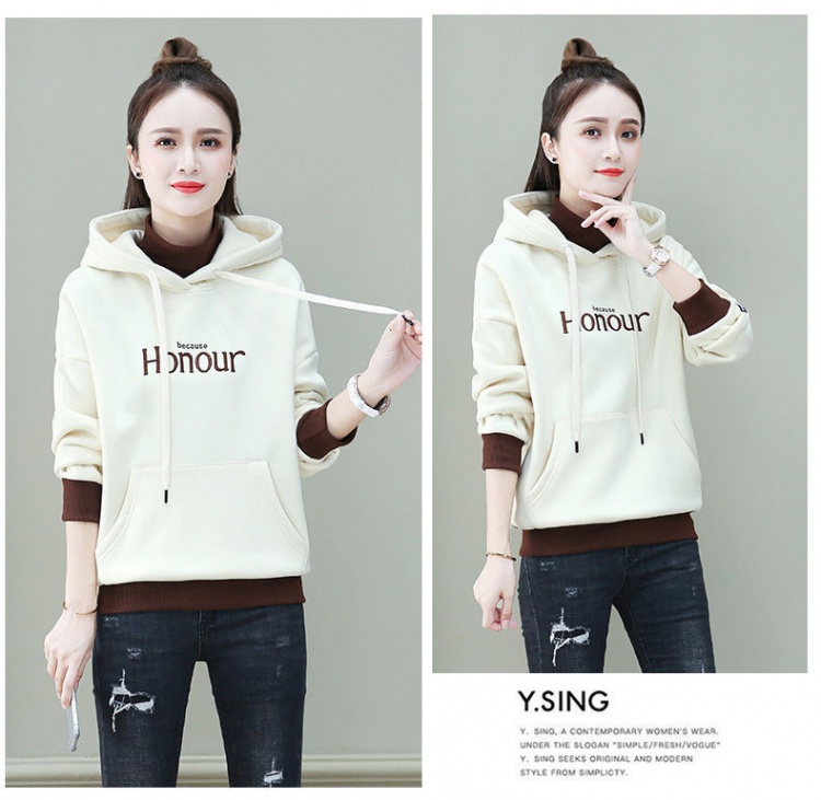 Autumn and winter loose coat Pseudo-two hoodie for women