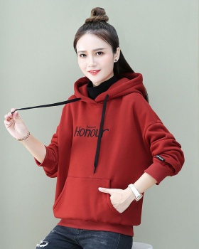 Autumn and winter loose coat Pseudo-two hoodie for women