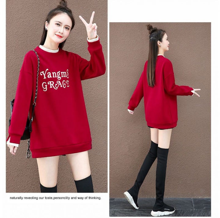Thick thermal fashion long loose Pseudo-two hoodie