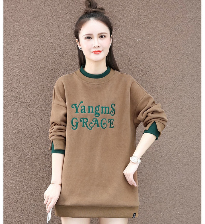 Thick thermal fashion long loose Pseudo-two hoodie