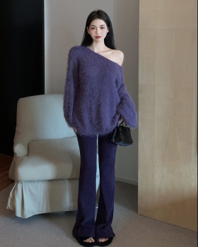 All-match Western style sweater loose fluffy casual pants