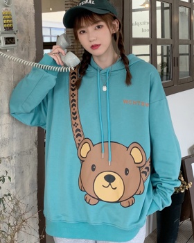 Lovely printing hoodie all-match tops for women