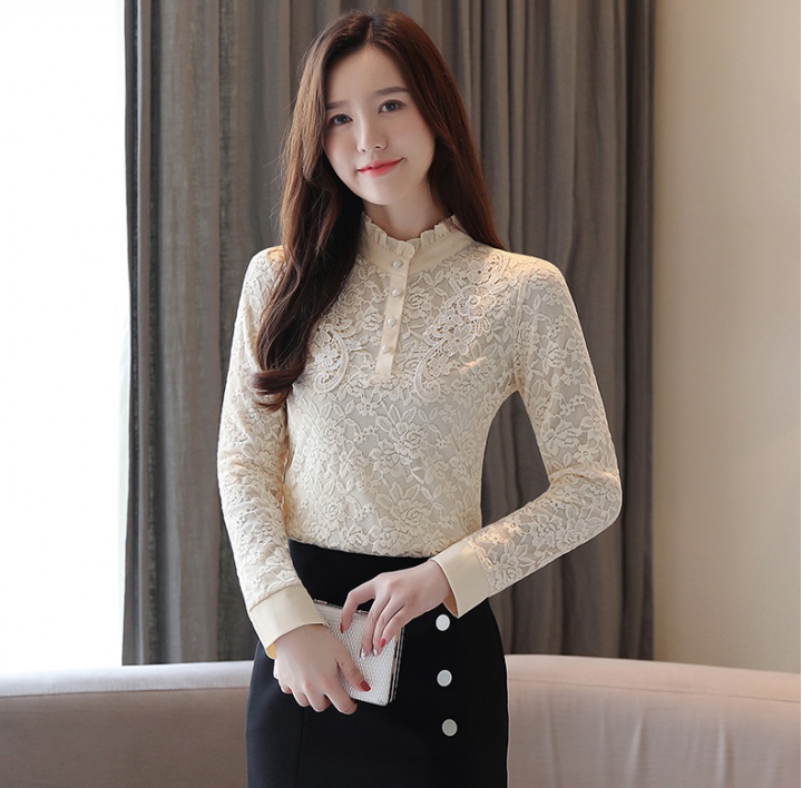 Long sleeve bottoming shirt lace tops for women