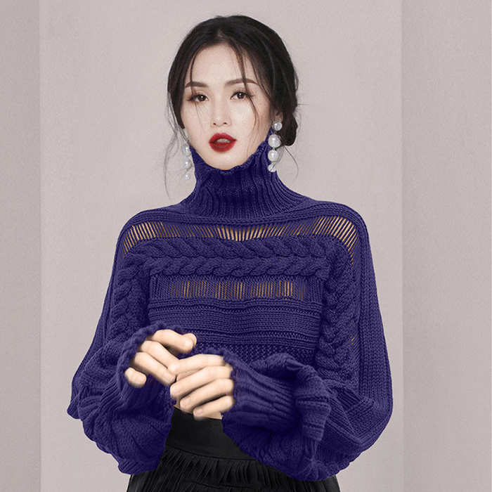Low knitted sweater autumn and winter long sleeve tops