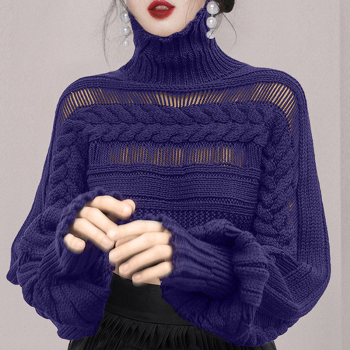 Low knitted sweater autumn and winter long sleeve tops