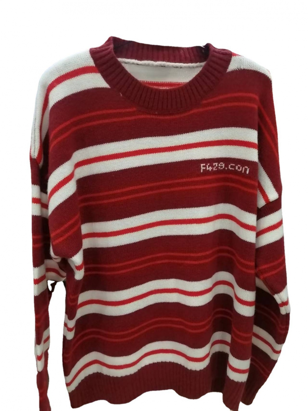 Round neck autumn sweater red long sleeve tops for women