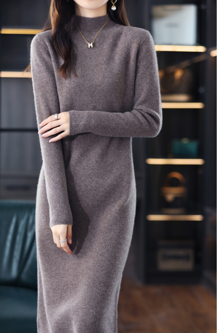 Exceed knee thermal dress all-match sweater dress for women