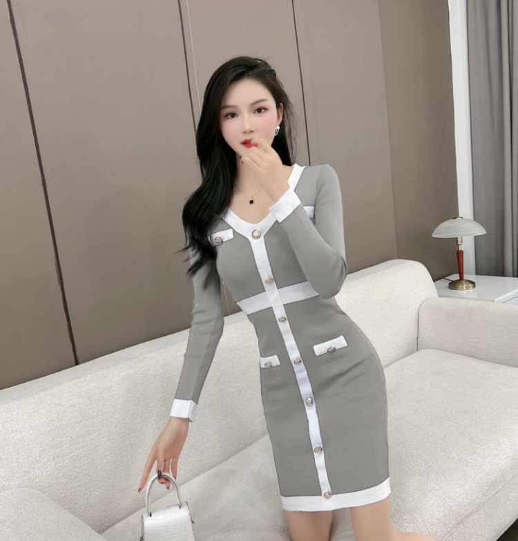 Package hip knitted sweater sexy long sleeve dress