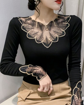 Embroidered tops slim bottoming shirt for women