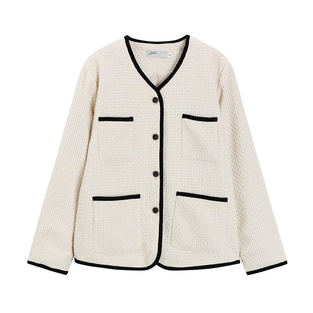 Mixed colors cardigan all-match coat for women