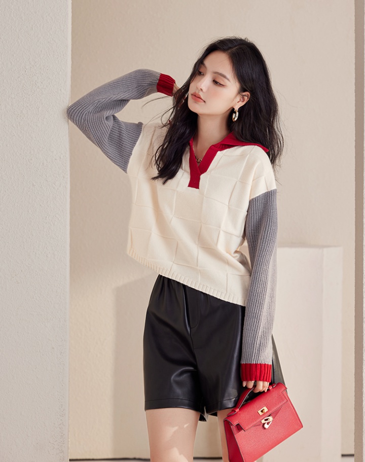 Irregular V-neck coat pullover sweater for women