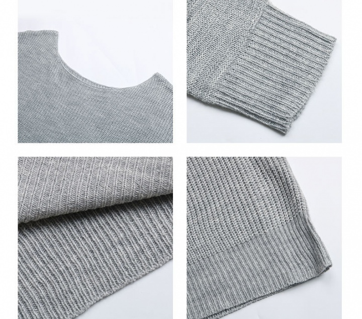 Loose long autumn gray sweater dress for women