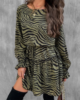 Zebra autumn and winter European style dress for women